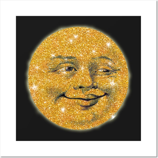 Sparkly Effect Man in the Moon Wall Art by Scarebaby